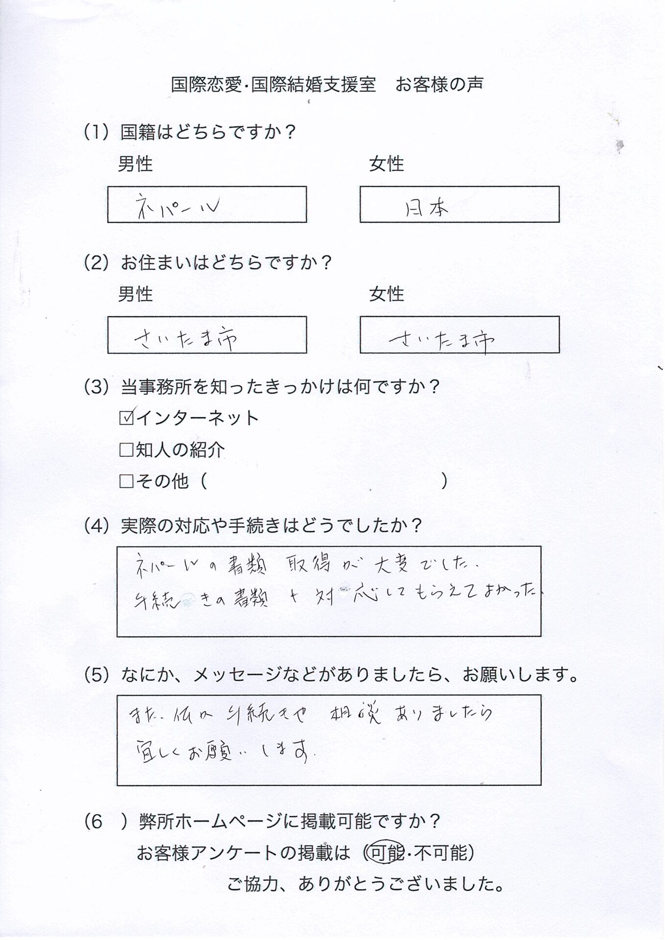 留学⇒日本人の配偶者等　在留資格変更許可申請
